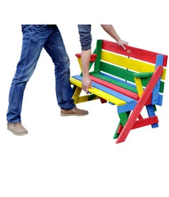 Habau Kinder Picknickbank Bunt, 100 X 50 X 62 Cm -Gartenbedarf Förderung 4031100 WE FS 003 KinderPicknickbank