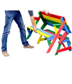 Habau Kinder Picknickbank Bunt, 100 X 50 X 62 Cm -Gartenbedarf Förderung 4031100 WE FS 004 KinderPicknickbank