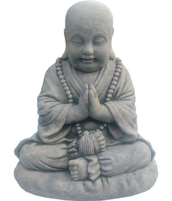 Denscho Stein-Mönch Auf Kissen, Ca B35/H23/T33 Cm 3 Denscho Stein-Mönch Auf Kissen, Ca B35/H23/T33 Cm