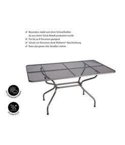 Royal Garden Streckmetall-Gartentisch, Ca. B145/H74/T90 Cm -Gartenbedarf Förderung 5312822 WE IG 001 MwhStreckmetallGartentischStreckmetallTisch145X90cmERaug